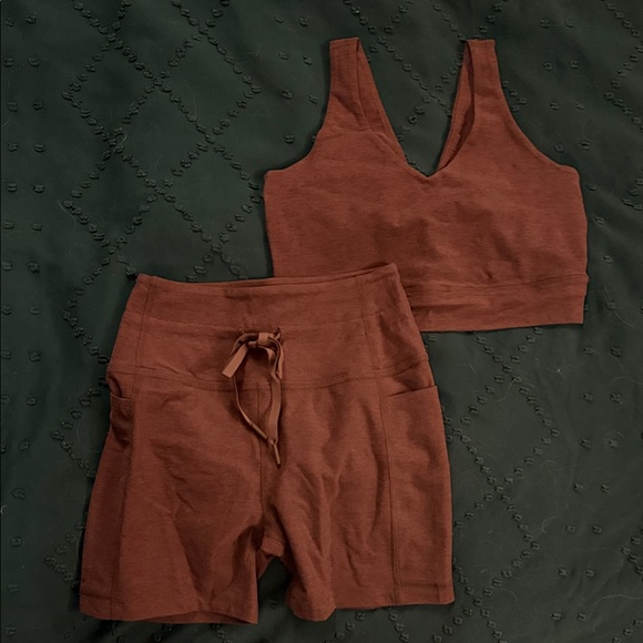 Beyond Yoga Pants - Beyond Yoga Brown Sports Bra and Shorts Set